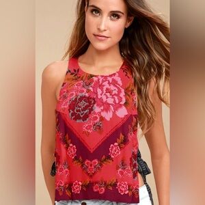 Free People Red Floral Tank Top